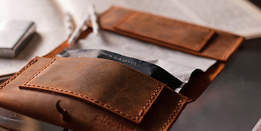 el yapımı deri tütün kesesi